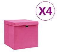 vidaXL Cajas de Almacenaje con Tapas Cofres Plegables 4 uds Tela Color Amarillo , Azul , Azul bebé y mas