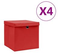 vidaXL Cajas de Almacenaje con Tapas Cofres Plegables 4 uds Tela Color Amarillo , Azul , Azul bebé y mas