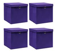 vidaXL Cajas de Almacenaje con Tapas Cofres Plegables 4 uds Tela Color Amarillo , Azul , Azul bebé y mas