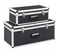 vidaXL Cajas de almacenamiento 2 unidades aluminio negro