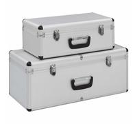 vidaXL Cajas de almacenamiento 2 unidades aluminio plateado