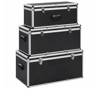 vidaXL Cajas de almacenamiento 3 unidades aluminio negro