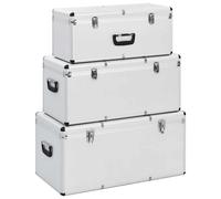vidaXL Cajas de almacenamiento 3 unidades aluminio plateado