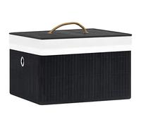 vidaXL Cajas de Almacenamiento 4 Unidades, Cajas Plegables con Asa, Cofres Organizadores de Ropa Bufandas, Cajas para Armario Estantería, Bambú Negro
