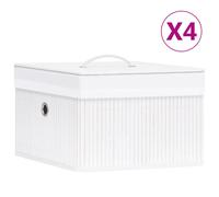 vidaXL Cajas de almacenamiento de bambú 4 unidades blanco