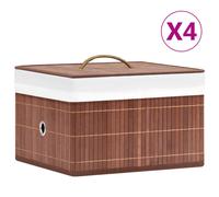 vidaXL Cajas de almacenamiento de bambú 4 unidades marrón