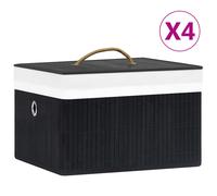 vidaXL Cajas de almacenamiento de bambú 4 unidades negro