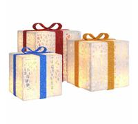 vidaXL Cajas de regalo Navidad iluminadas 3 uds 64 LEDs blanco cálido