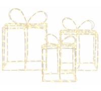 vidaXL Cajas de regalo navideñas iluminadas LOVIISA, 3 unidades, 360 LEDs