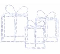 vidaXL Cajas de regalo navideñas iluminadas LOVIISA, 3 unidades, 360 LEDs