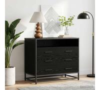vidaXL Cajonera 3-Cajón Roble negro 70 x 41 x 70 cm
