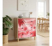 vidaXL Cajonera AACHEN Impresión de palmeras rosas 66 x 36,5 x 75 cm