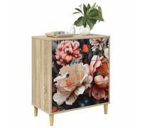 vidaXL Cajonera BORNE Estampado de peonía clara 66 x 36,5 x 75 cm