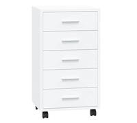 vidaXL Cajonera con Ruedas Archivador Móvil Mueble Armario Auxiliar Estante Almacenamiento Oficina Hogar Madera Contrachapada Blanco Brillante