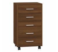vidaXL Cajonera con Ruedas Archivador Móvil Mueble Armario Auxiliar Estante Almacenamiento Oficina Hogar Madera Contrachapada Marrón Roble