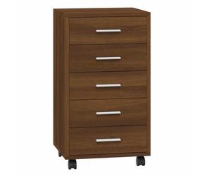 vidaXL Cajonera con Ruedas Archivador Móvil Mueble Armario Auxiliar Estante Almacenamiento Oficina Hogar Madera Contrachapada Marrón Roble