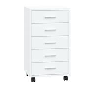 vidaXL Cajonera Archivador móvil con ruedas Madera contrachapada Blanco brillante