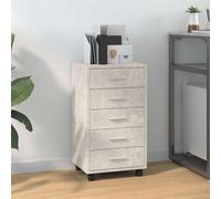 vidaXL Cajonera con ruedas Archivador móvil Madera contrachapada Gris hormigón