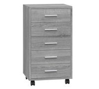vidaXL Cajonera archivador móvil con ruedas – Madera contrachapada, Gris Sonoma