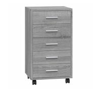 vidaXL Cajonera archivador móvil con ruedas – Madera contrachapada, Gris Sonoma