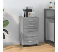 vidaXL Cajonera con Ruedas Archivador Móvil Mueble Armario Auxiliar Estante Almacenamiento Oficina Hogar Madera Contrachapada Gris Sonoma