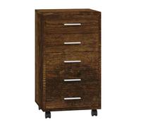 vidaXL Cajonera con ruedas madera contrachapada Roble ahumado