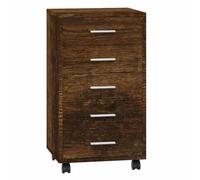 vidaXL Cajonera con Ruedas Madera contrachapada Roble Ahumado