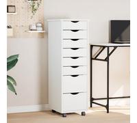 vidaXL Armario con ruedas con cajones Moss blanco madera maciza de pino