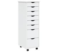 vidaXL Armario con ruedas con cajones Moss blanco madera maciza de pino