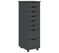 vidaXL Cajonera con Ruedas Moss Madera Maciza de Pino Gris, Armario con Ruedas