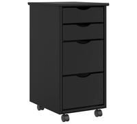 vidaXL Cajonera con ruedas MOSS madera maciza de pino negro