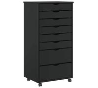 vidaXL Cajonera con ruedas MOSS madera maciza de pino negro