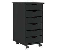 vidaXL Cajonera con Ruedas Moss Madera Maciza de Pino Negro, Armario con Ruedas, cajonera, Mueble con cajones, cajonera con Ruedas, Armario archivador