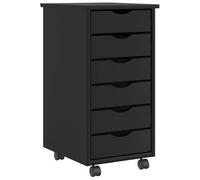 vidaXL Cajonera con Ruedas Moss Madera Maciza de Pino Negro, Armario con Ruedas, cajonera, Mueble con cajones, cajonera con Ruedas, Armario archivador