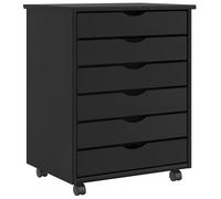 vidaXL Cajonera con ruedas MOSS madera maciza de pino negro