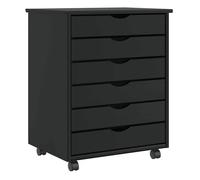 vidaXL Cajonera con ruedas MOSS madera maciza de pino negro
