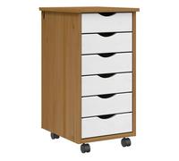 vidaXL Cajonera con ruedas Moss - madera maciza de pino 34 x 39 x 65,5 cm - Marrón miel