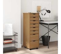 vidaXL Cajonera con ruedas MOSS madera maciza pino marrón miel