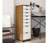 vidaXL Cajonera con ruedas MOSS madera maciza pino marrón miel