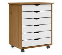 Vidaxl cajonera con ruedas moss madera maciza pino marrón miel