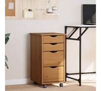 vidaXL Cajonera con ruedas Moss – Madera maciza de pino, marrón miel