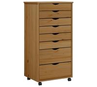 vidaXL Cajonera con ruedas MOSS madera maciza pino marrón miel