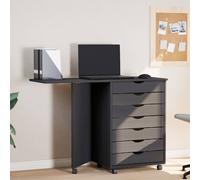 vidaXL Cajonera con ruedas y escritorio MOSS madera maciza pino gris