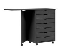 vidaXL Cajonera con ruedas y escritorio Moss – Madera maciza pino gris, mueble con cajones