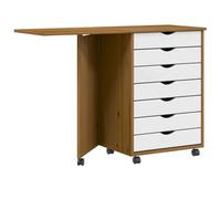 vidaXL Cajonera con ruedas y escritorio Moss madera pino marrón miel