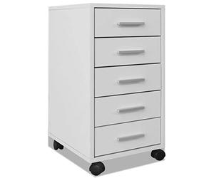 vidaXL Cajonera de oficina con ruedas 5 cajones blanco