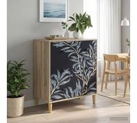 vidaXL Cajonera DOKKUM Estampado de helecho azul 66 x 36,5 x 75 cm