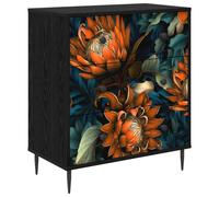 vidaXL Cajonera LOCHEM Impresión naranja 66 x 36,5 x 76 cm Roble Negro