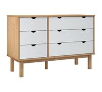 vidaXL Cómoda Cajonera Almacenamiento Organizador Mueble Dormitorio Cocina Salón Entrada Aparador Armario Decoración Madera Maciza Marrón y Blanco
