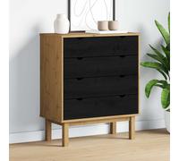 vidaXL Cajonera OTTA Negro 76,5 x 39,5 x 90 cm Madera de Pino Maciza